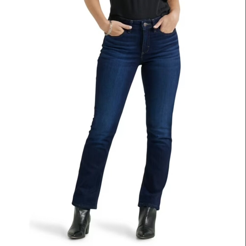 Lee Women’s Petite Midrise Straight Leg Jeans Dark Wash 6P NWT